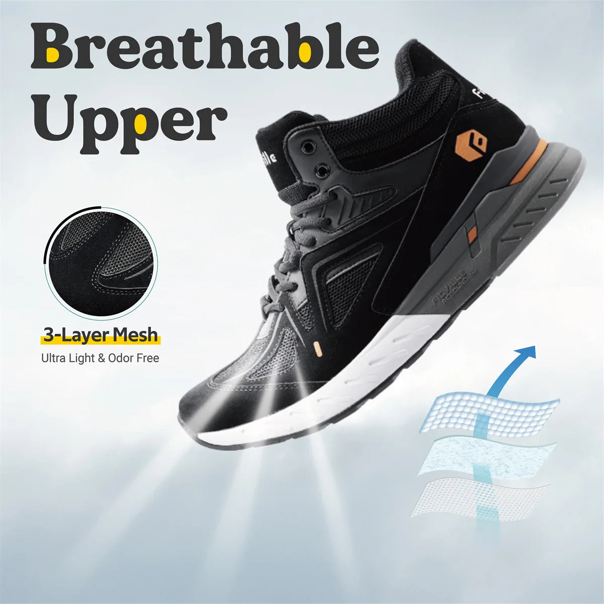 Men's High-Top Basketball Shoes Widened Lightweight Casual Sneakers Breathable For Swollen Feet Pain Relieve