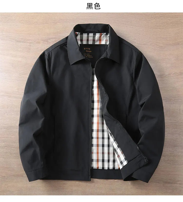 2025 Lente en herfst Nieuwe Amerikaanse retro lange mouwen revers zakelijke casual jas heren slanke veelzijdige dagelijkse jas met ritszak