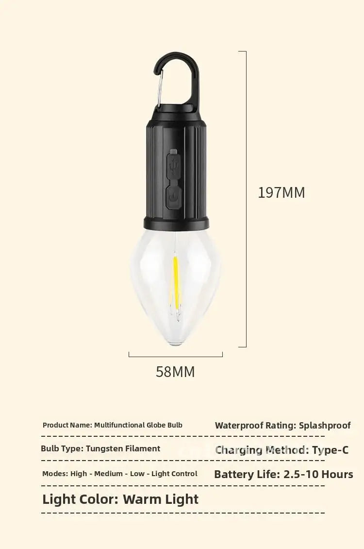 Solar Charging Retro LED/Tungsten Camping Light Emergency Tent Bulb Outdoor Lighting Cross Border New Style