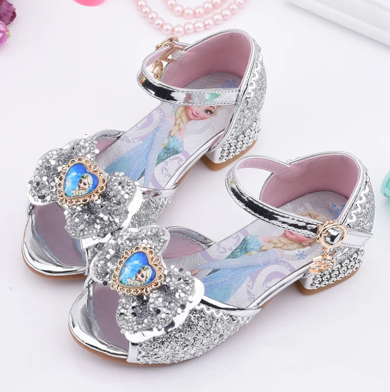 New Elsa Shoes For Girls Cartoon Leather Children Shoes Frozen Princess Kids Shoes Girl Sandals Dress Snow Queen Sandal Koreans