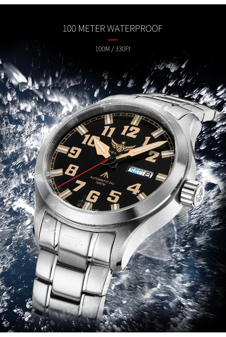 Yelang V1007 42MM Men Watch NH36 Luminous T100 Brand 100M Waterproof Mechanical Automatic Watch Sapphire Lens Reloj Business