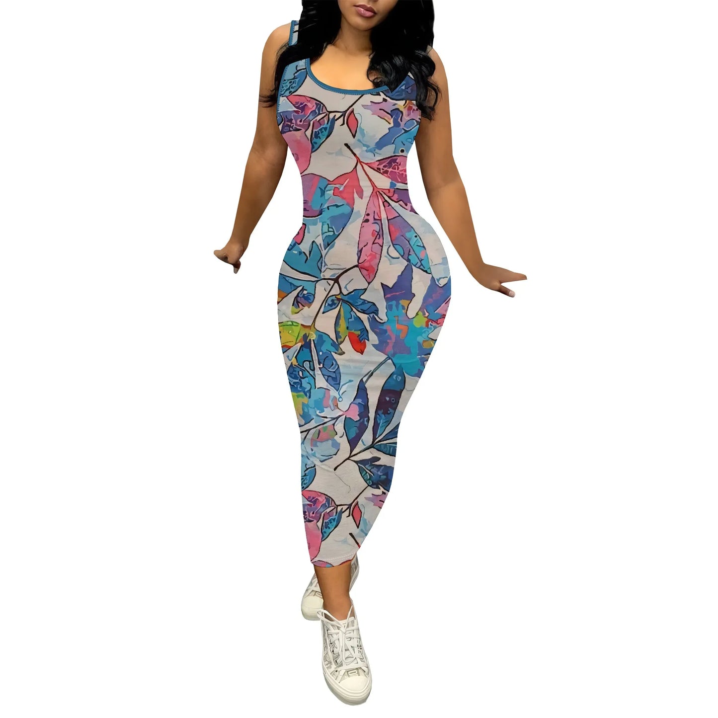 Women's Purple Polka Dot Sleeveless Printed Dress Polyester A-Line Midi Evening Winter Elegant Fit