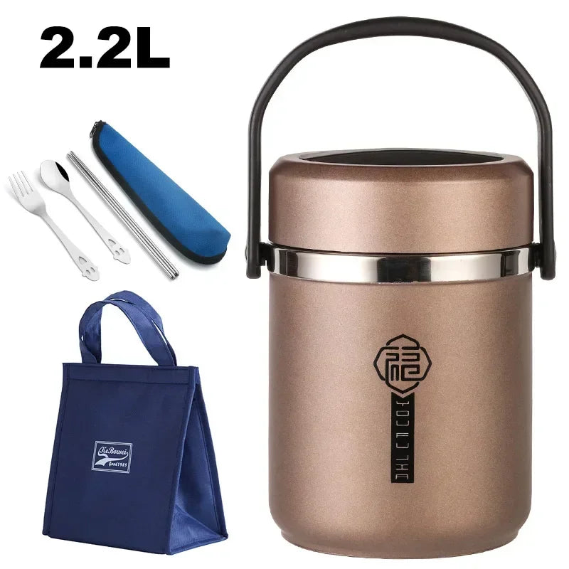 6 uur thermische vacuüm lunchbox 304 roestvrij staal geïsoleerde Worker volwassen voedselcontainer grote picknick student bento box set