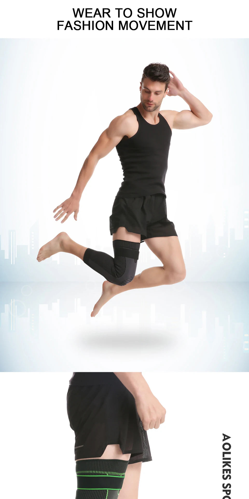 Sport Full Leg Compression Sleeves Knee Braces Support Protector for Weightlifting Arthritis Joint Pain Relief