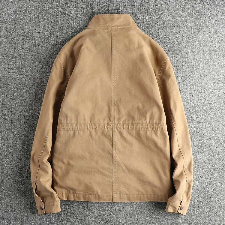 2025 Herfst en Winter Nieuwe Amerikaanse Retro Geweven M65 Cargo Jas Heren 100% Katoen Gewassen Losse Stoere Guy Outdoor Jachtjas