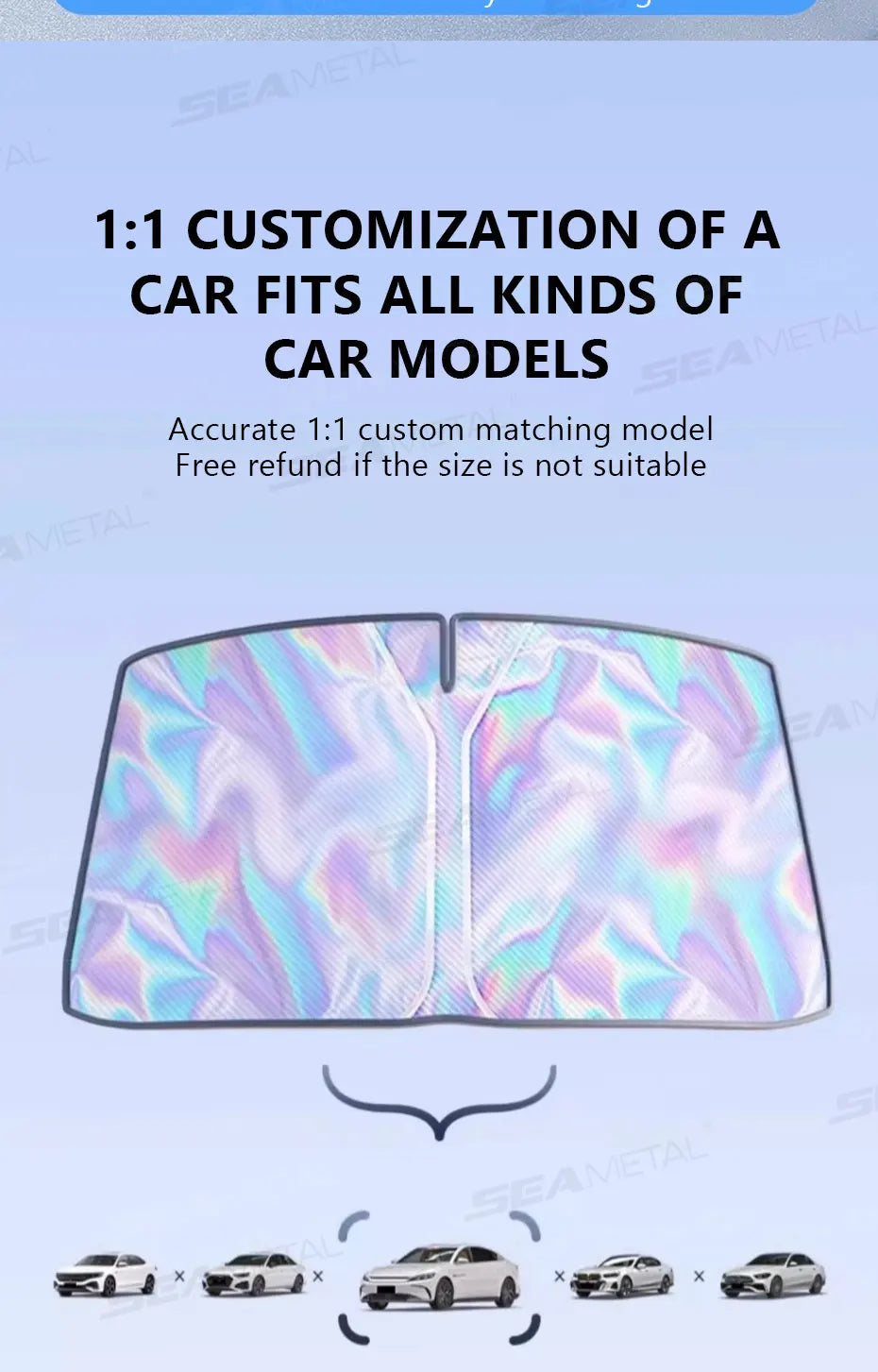 SEAMETAL 5-Layer Car Windshield Sun Shade Cover Foldable Thicken Front Window UV Refletive Sunshade Curtain Sun Protection Cover