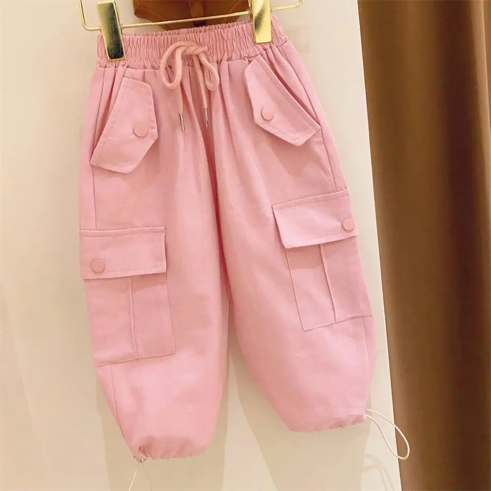 New Spring Autumn Cool Kids Girls Boys Cargo Pants Active Loose Sweat Trousers Children Outwear 0-7T Unisex