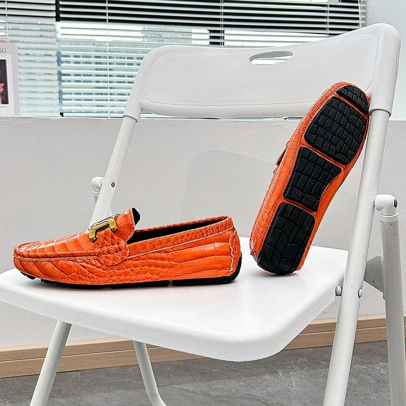 New Luxury Orange Casual Moccasins Shoes for Men Plus Size 38-48 Male Business Formal Dress Loafers England Gentleman Shoes