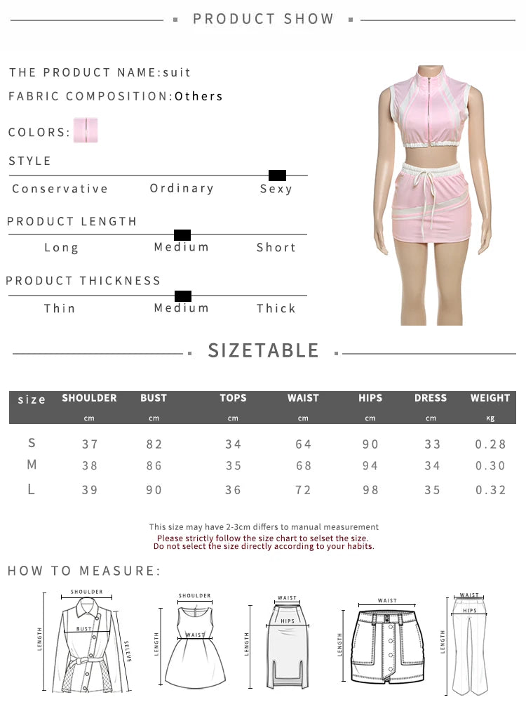 Sporty Casual Women Tracksuit 2 Piece Set Summer Patchwork Zip Tank Tops + Bandage Skirts Matching Stretch Slim Outfits