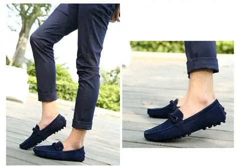 New Trend Youth Driving Loafers Red Male Formal Dress Shoes Suede Leather Lazy People Walking Shoes Good Quality Moccasins Shoes