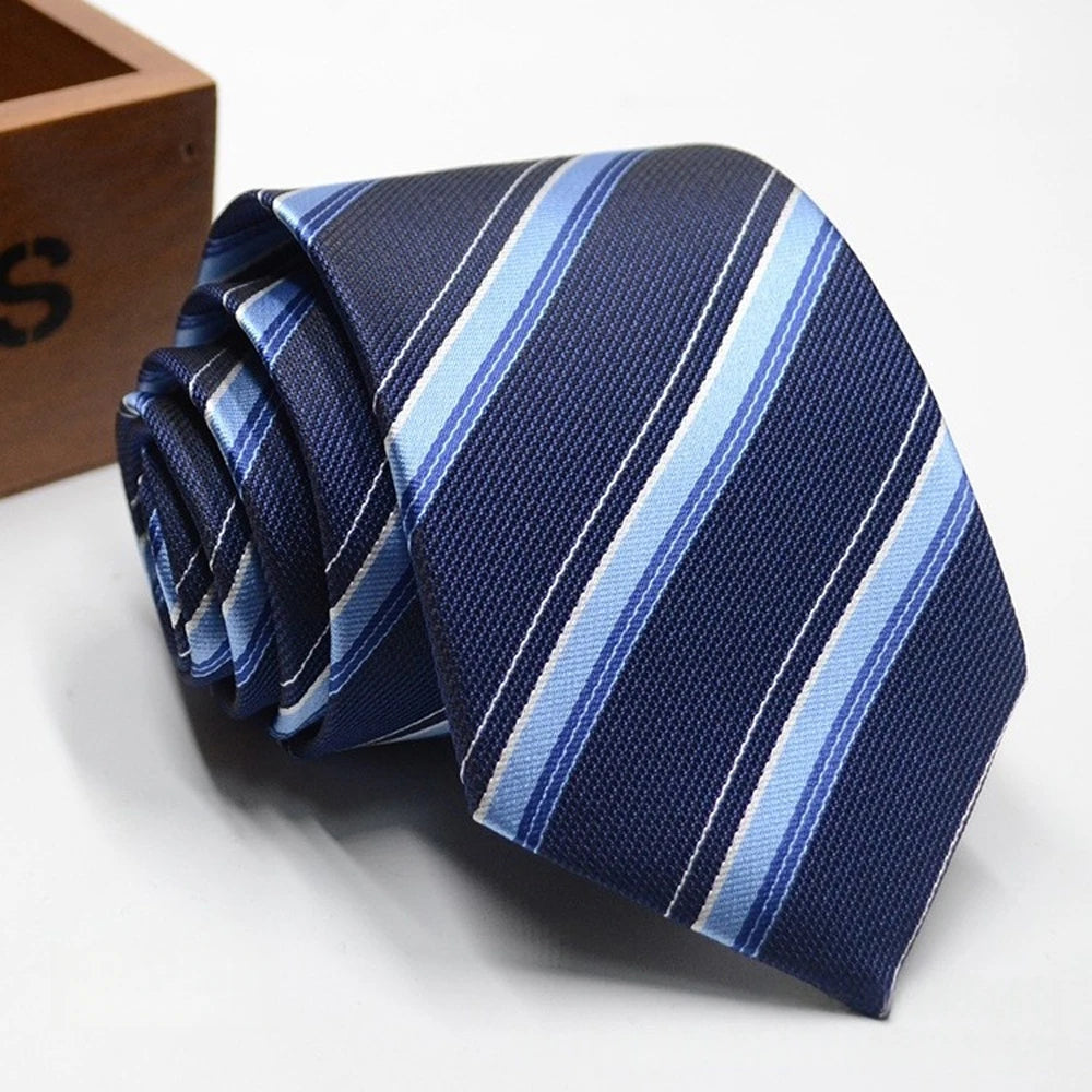 Men's Solid Colour Stripe Floral Jacquard Necktie 7-8cm Width Fashionable Daily Wear Cravat for Wedding Party Gift