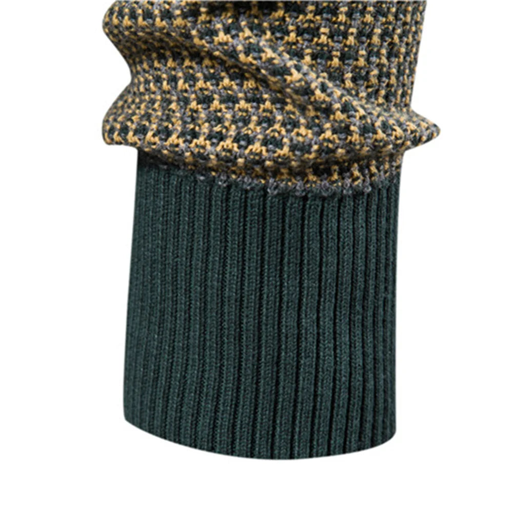 Men's Cotton Spliced Pullovers Sweater Casual Warm O-neck Quality Men's Knitted Sweater Winter Fashion Sweaters for Men