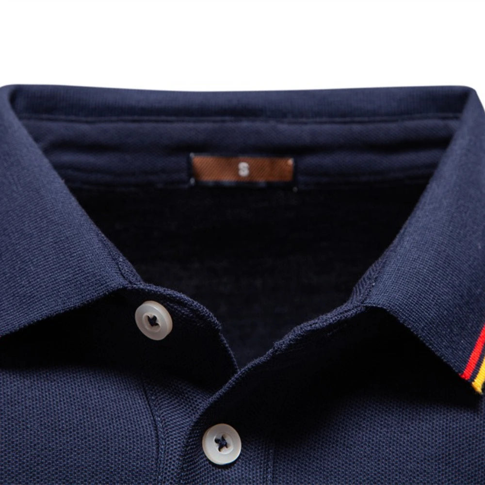 2025 Men's Henley Polo Shirt Cotton Solid Colour Long Sleeve Designer Polo for Male Social Luxury Touch