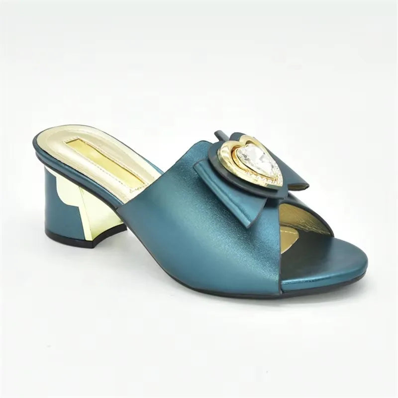 African Women Party High Heels Sexy Ladies Open Toe Slip-On Shoes Decorated with Rhinestone Plus Size for Ladies