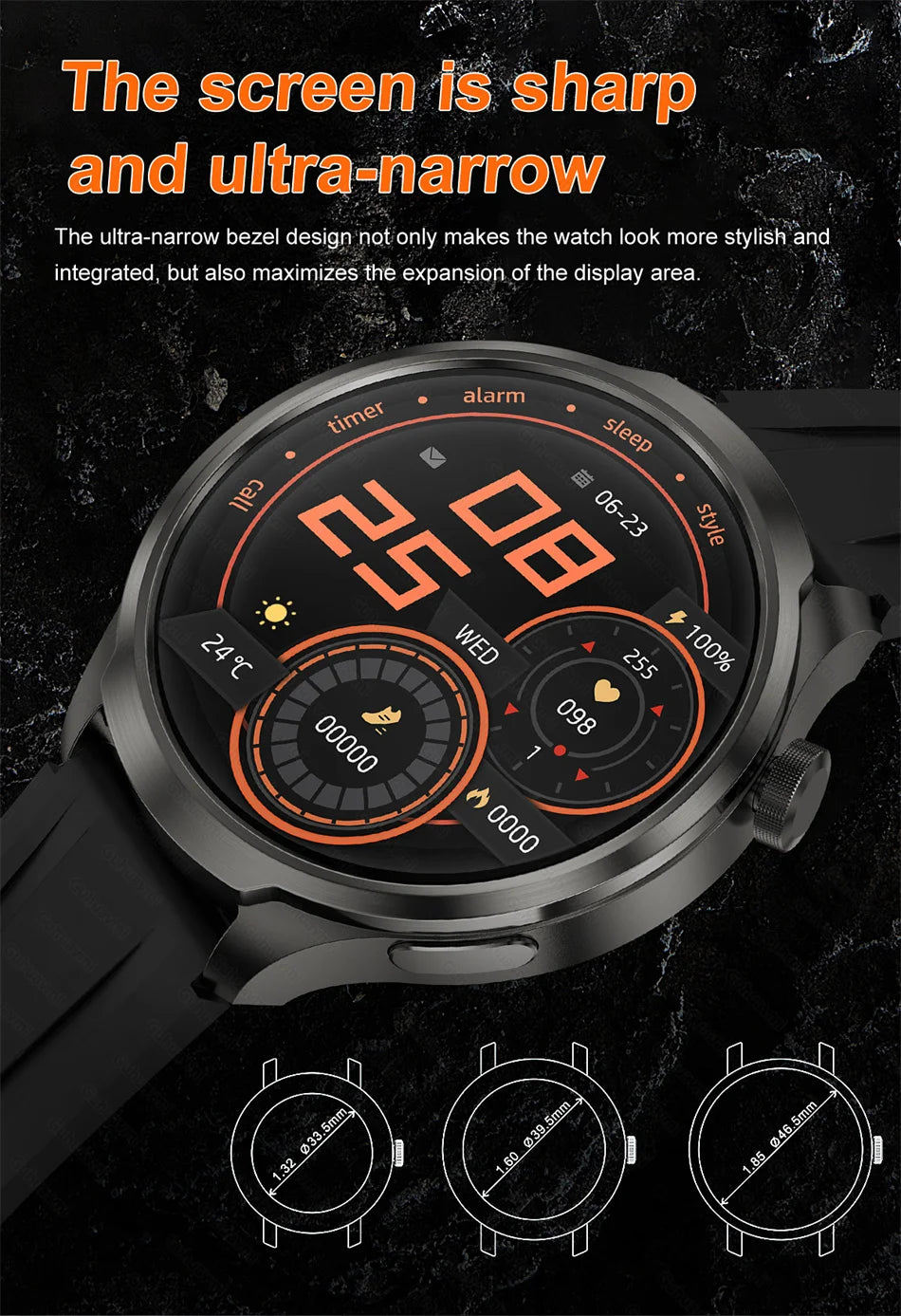 GPS Sports Smartwatch Men AMOLED Screen Compass Altimeter Heart rate BP NFC Bluetooth Call Smart Watch For Men - Compatible With HUAWEI IOS