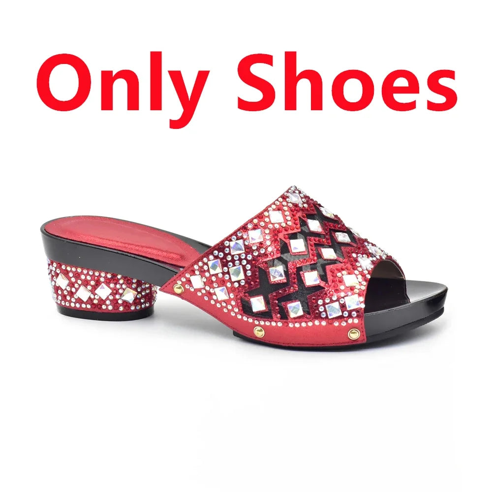 Italian Women Wedding Shoes and Bag Set Decorated with Rhinestone Shoes for Women 2025 Designer Luxury Elegant Pumps