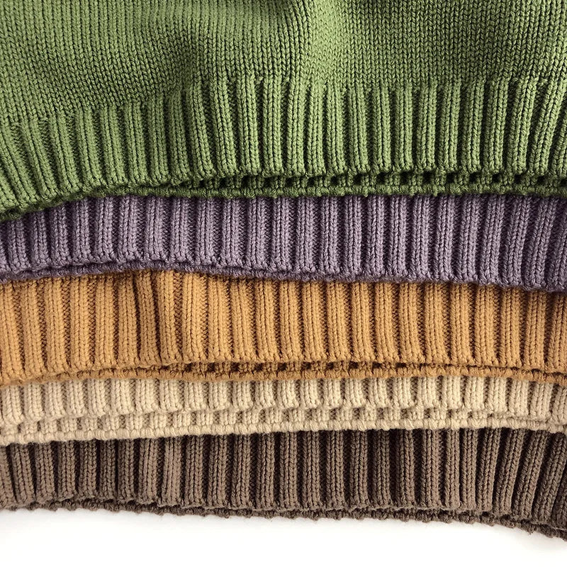Pure Cotton Solid Kids Sweaters Vintage Boys Pullover Knitwear Toddler Girls Sweater Shirt Outwear For Children 1-6Y Unisex