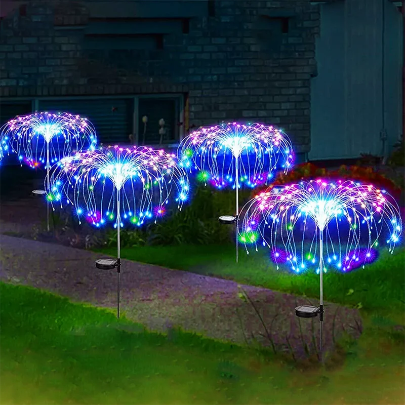 200LED LED Solar Fireworks Lights Outdoor Grass Globe Dandelion Lamp for Garden Lawn Landscape Lamp Holiday Light