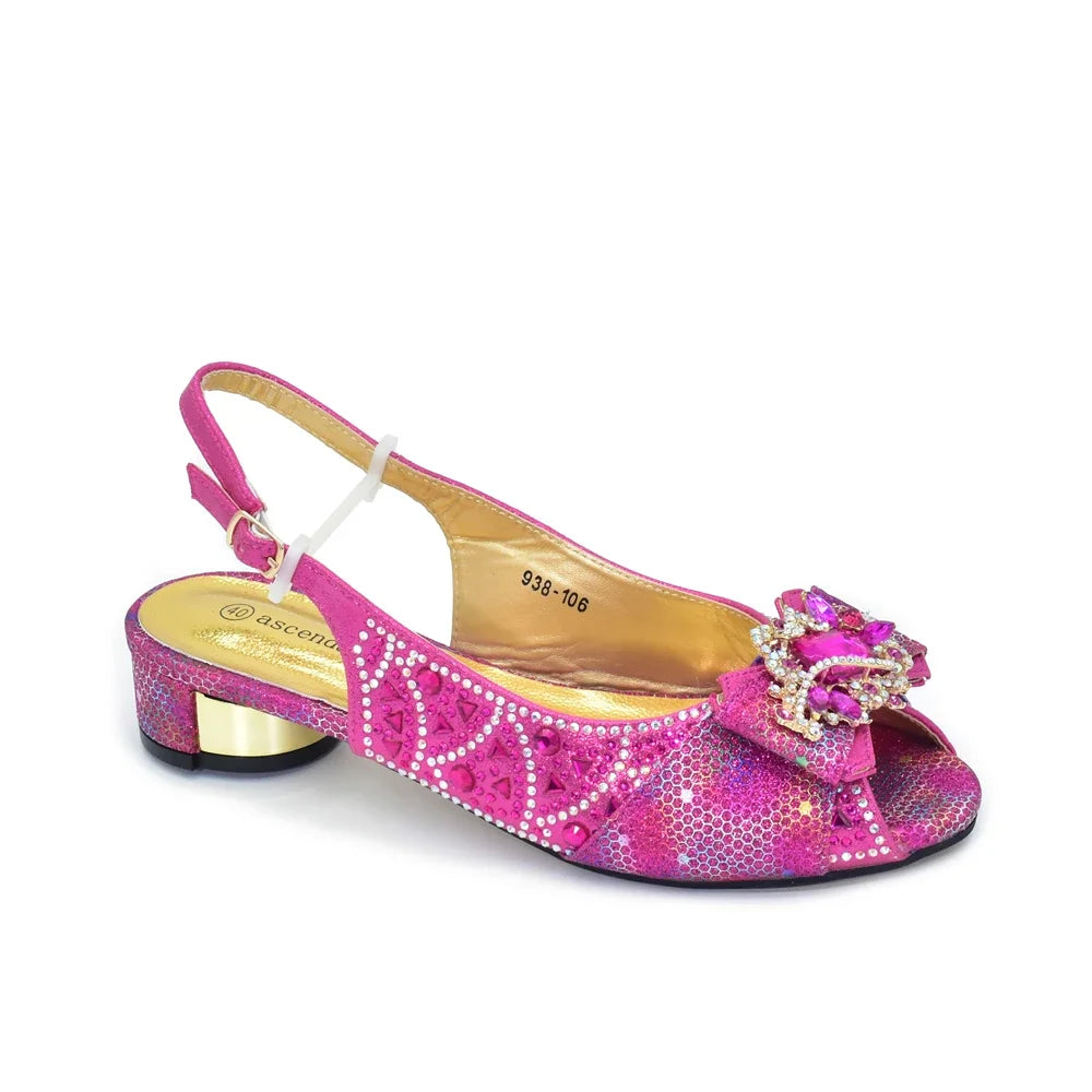 Shoe and Bags for Women Nigeria Party Luxury Italian Shoes and Bag Set for Women Crystal Peep Toe Pumps with Purse