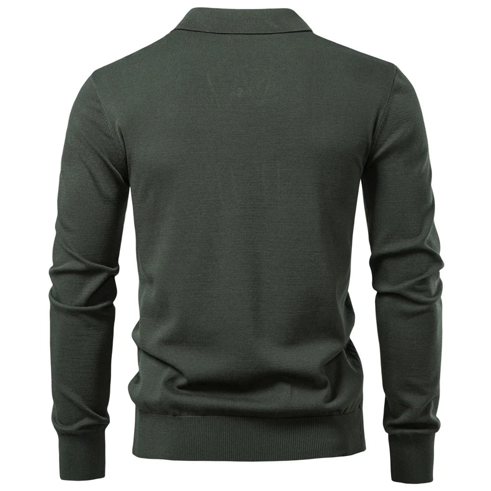 2025 Men's Henley Polo Solid Colour Long Sleeve Fashion Forward Cut Luxury Business Social Premium Male Polo