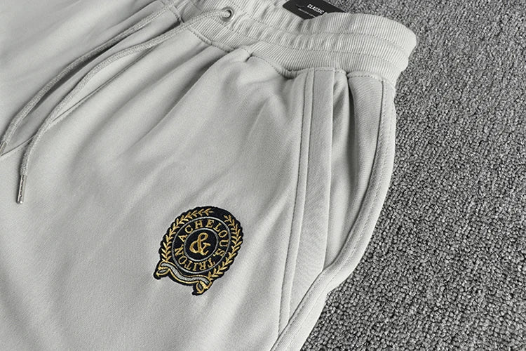 Herfst Amerikaanse Retro Terry Gebreide Borduurwerk Joggingbroek Heren Eenvoudige Elastische Taille Trekkoord Sport Casual Jeugd Losse Broek