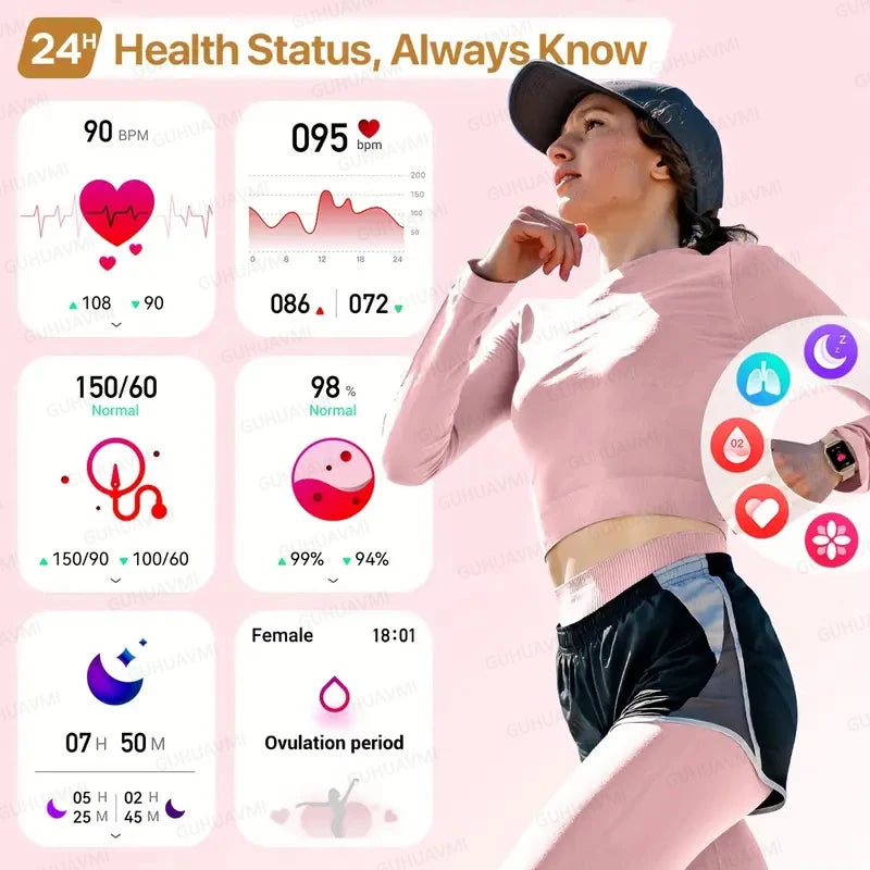 2025 Nieuwe Smartwatch voor dames AMOLED HD-scherm Altijd aan Bluetooth-oproep IP68 Waterdicht GPS Smart Men-horloge - Compatibel met Android IOS