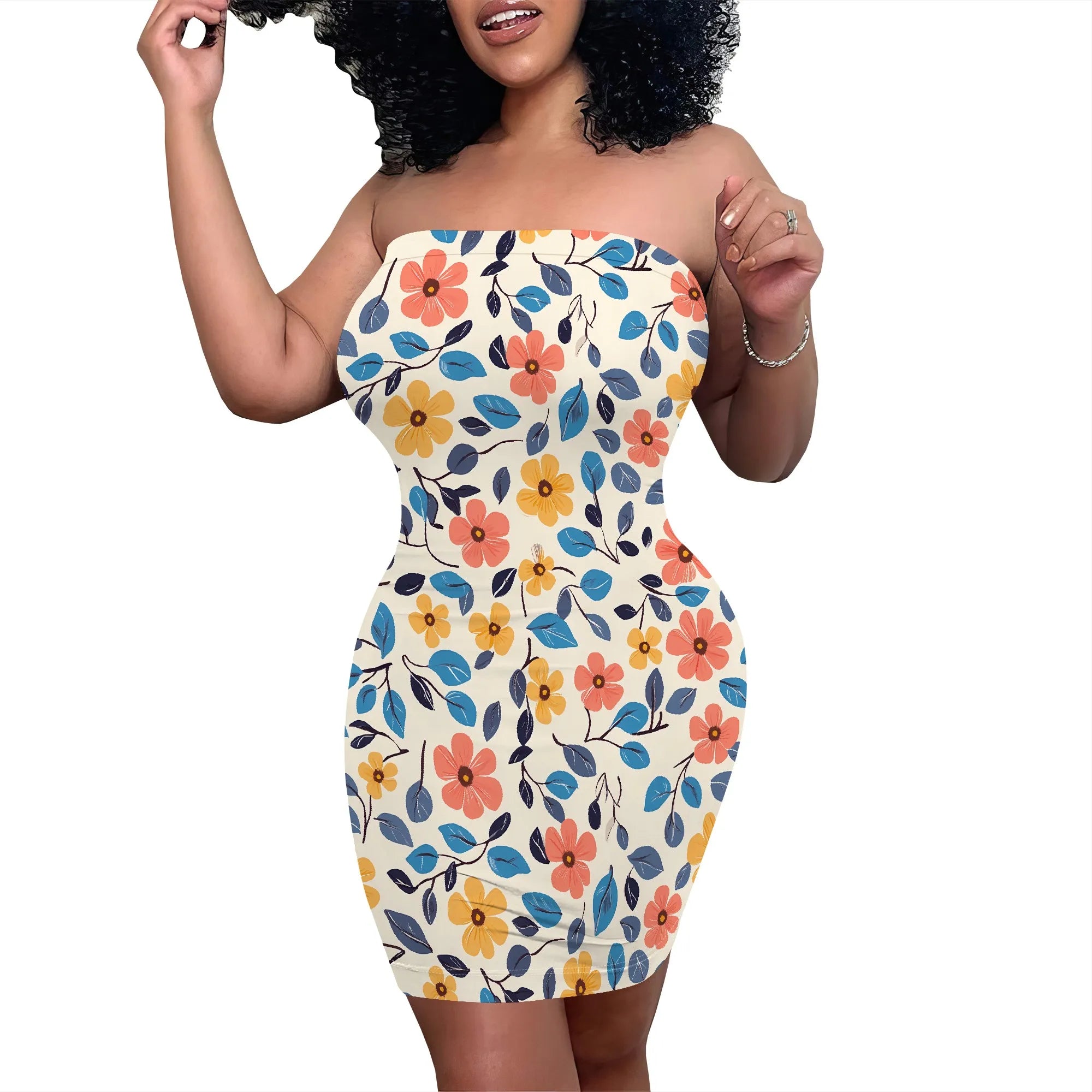 Women's Summer Casual Tube Top Sexy Strapless Bodycon Midi Drees Club Party Dresses