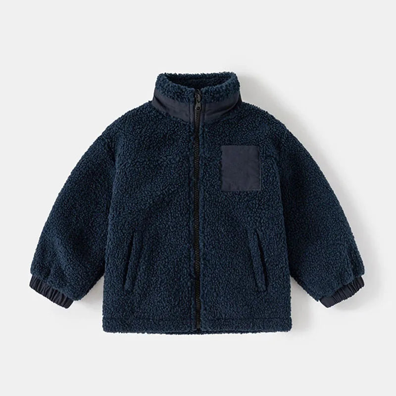 Herfst- en winterjas voor jongens, dikke jas met babydeeltjes, fluweel, opstaande kraag, top, trendy kinderkleding voor jongens van 1-6 jaar