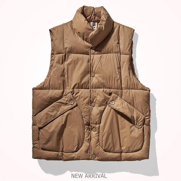 Herfst en winter Nieuw Japans retro katoenen gewatteerd cargovest Herenmode Verdikt casual multi-pocket broodjasje