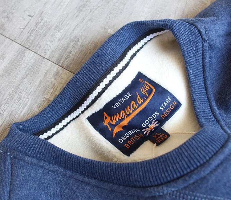 Herfst Winter Nieuwe Amerikaanse Eenvoudige Dikke Arctische Fleece Effen Kleur Sweatshirt Heren Puur Katoen Gewassen Pullover Casual Sportkleding