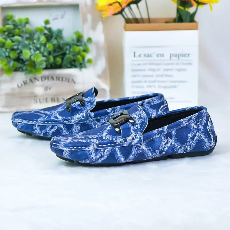 Fashionable Mens Over Size 38-48 Moccasin Shoes Blue Spring Male Formal Dress Shoes Comfortable Youth Leisure Shoes