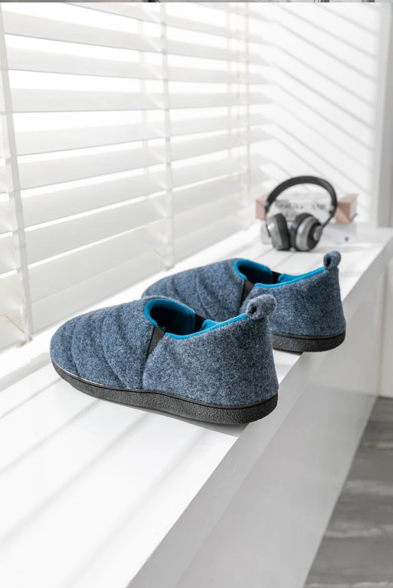 Men's Winter Plush Slippers Warm Fuzzy Soft Bottom Slides Comfortable Bedroom Shoes Indoor Male Anti-Slips Slippers