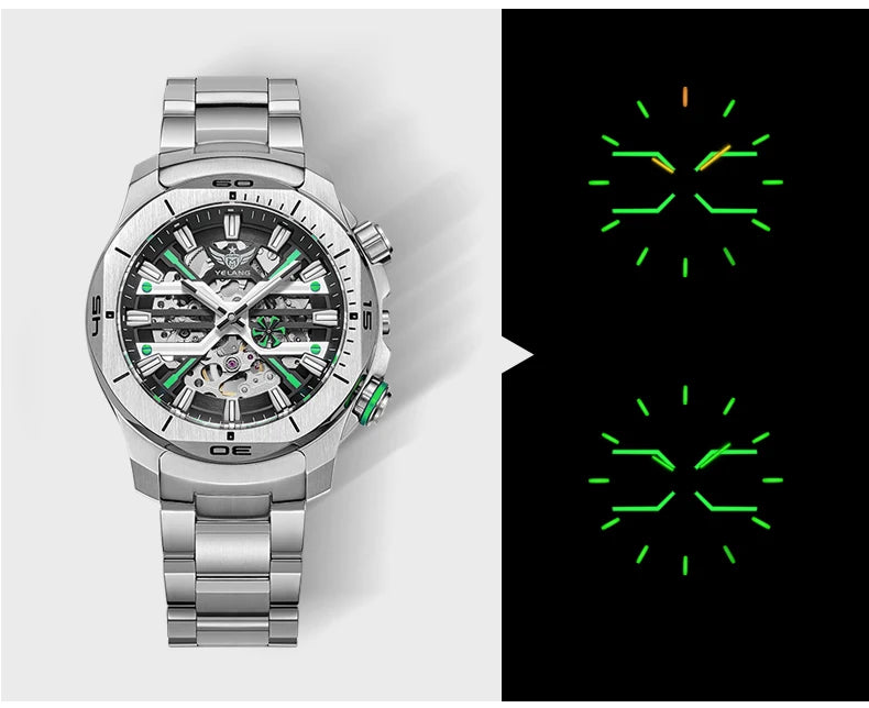 Yelang Men Dress Watch 44mm Vintage Dial Retro Business Luxury Sapphire Japan 8N40 Automatic Mechanical Waterproof 30Bar Reloj