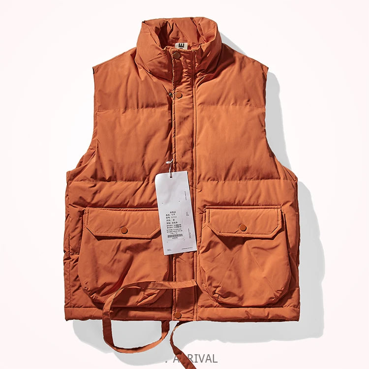 Herfst en winter Nieuw Japans retro katoenen gewatteerd cargovest Herenmode Verdikt casual multi-pocket broodjasje