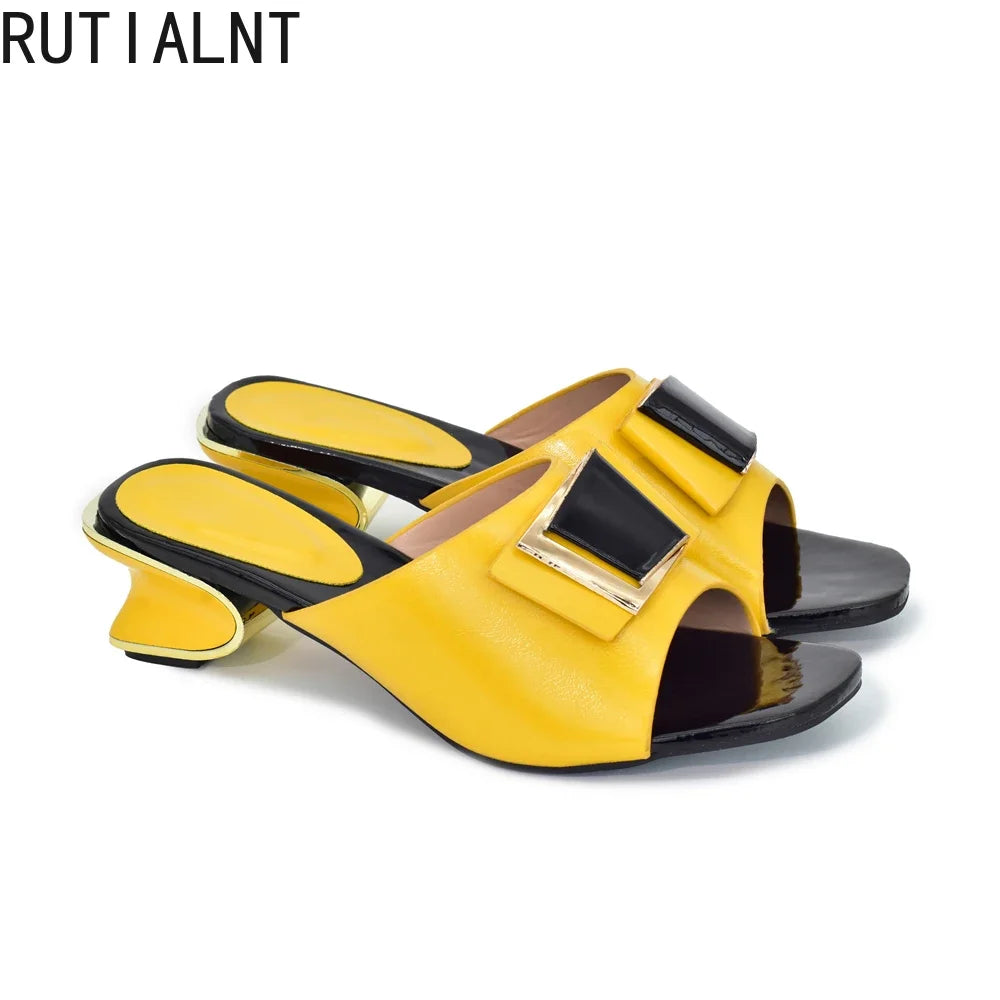 2025 Italian Women High Quality African Wedding Shoe Suitable for Spring & Autumn Pumps Sexy Buckles High Heels Shoes