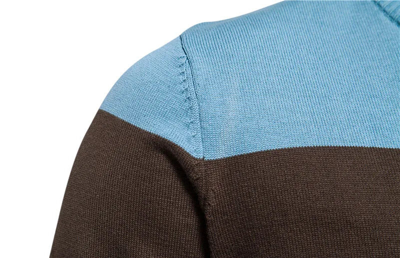 Men's Autumn and Winter 100% Cotton Zipper Cardigan Casual Patchwork Fashion Male Knitted Sweaters for Men