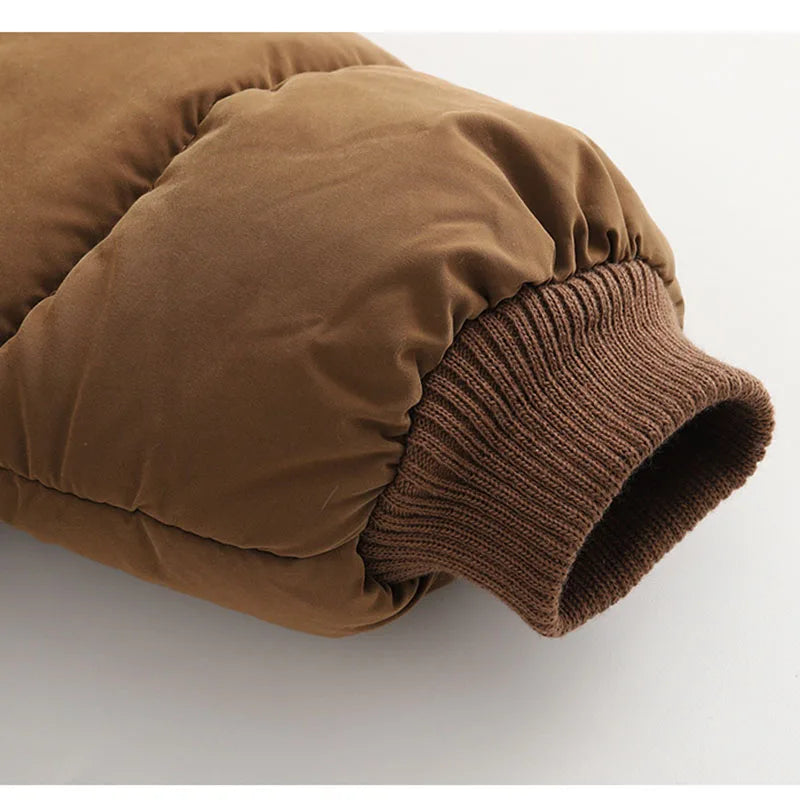 Winter Kids Parkas Hooded Fur Lining  Jacket  Cartoon Girls Boys Thicken Children Coat Unisex