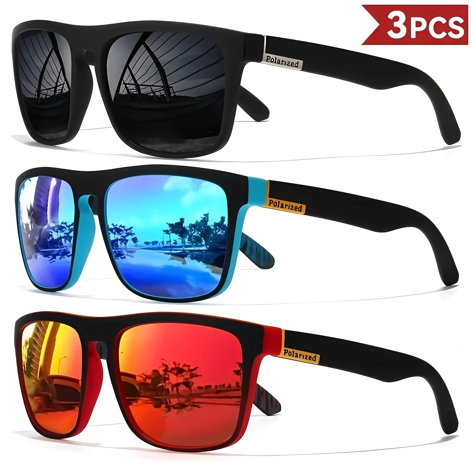 Vintage Square Polarized Sunglasses – UV400 Designer Driving & Fishing Sunglasses for Men & Women