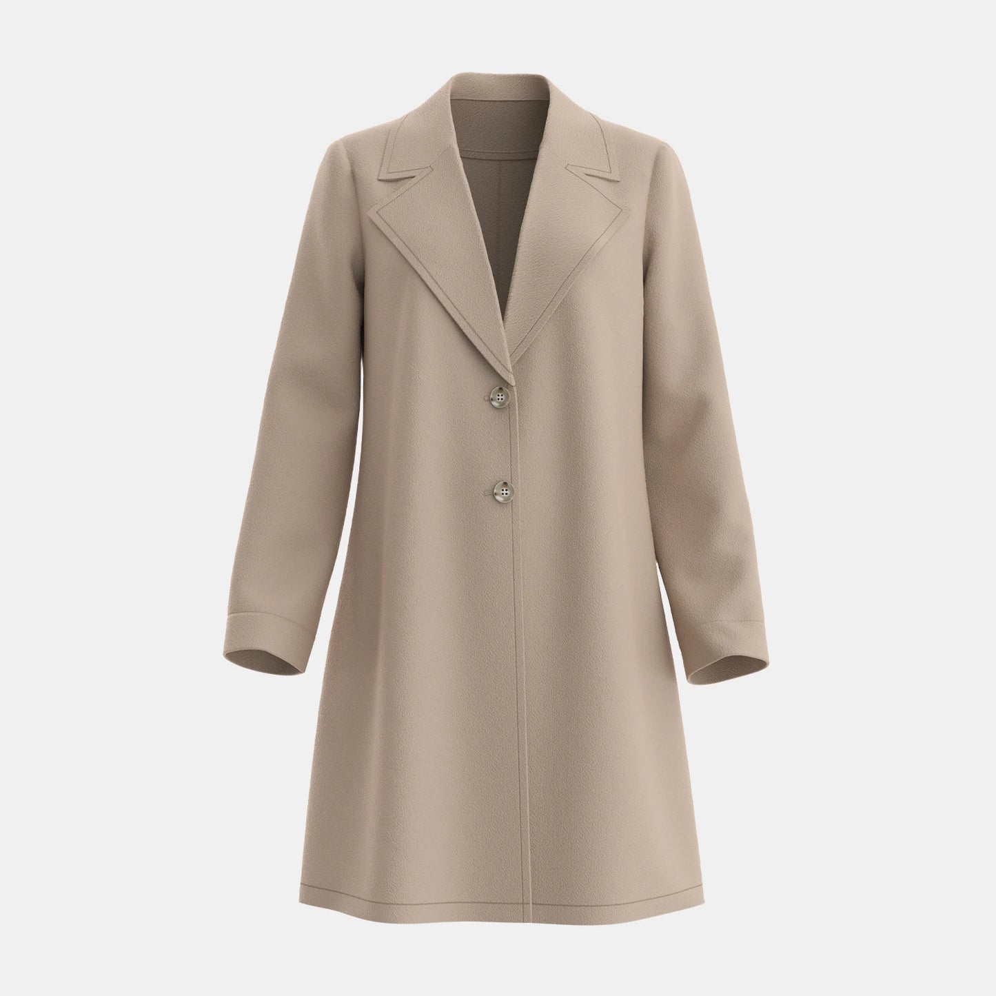 Women's Single Breasted Maxi Coat French Apricot Lapel Long Sleeve Loose Fit Casual Autumn Winter Overcoats