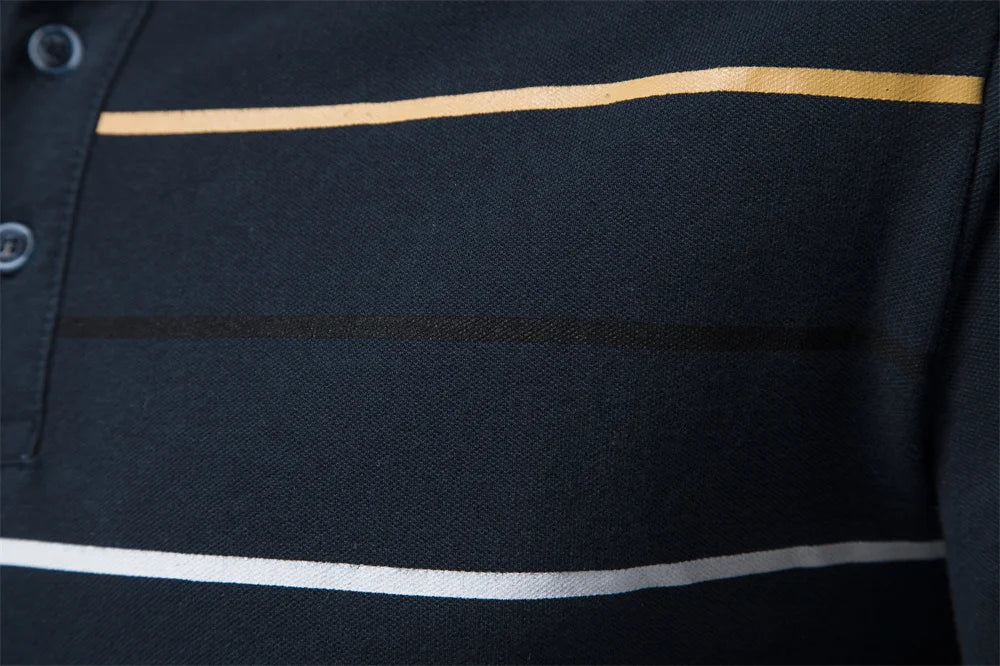 Men's Polo Shirts Cotton Short Sleeve Striped Contrast Colour Polo Shirts for Men Brand High Quality Social Polos Male