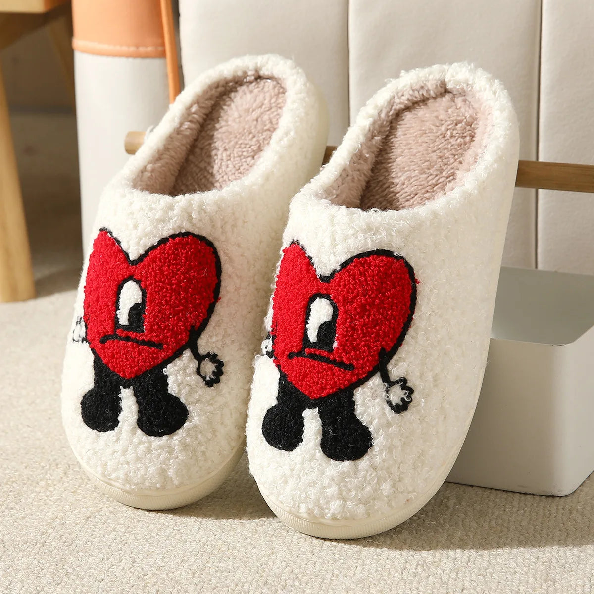 Unisex Christmas Winter Warm Cute Fluffy Slippers Suitable for Couple Bedroom Use and As Gift Cotton Shoes With Soft Sole Flat Shoes