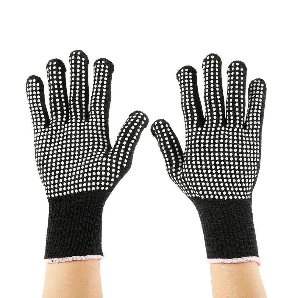 1 Pair Barbecue Anti-scald Gloves Heat Resistant BBQ Oven Gloves Kitchen Fireproof Anti-slip Gloves For Cooking