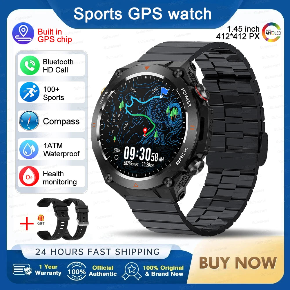 GPS Smart Watch Men Women Call Outdoor Sports Fitness Tracking Waterproof Watch Compass Heartrate Health Monitor Smartwatches