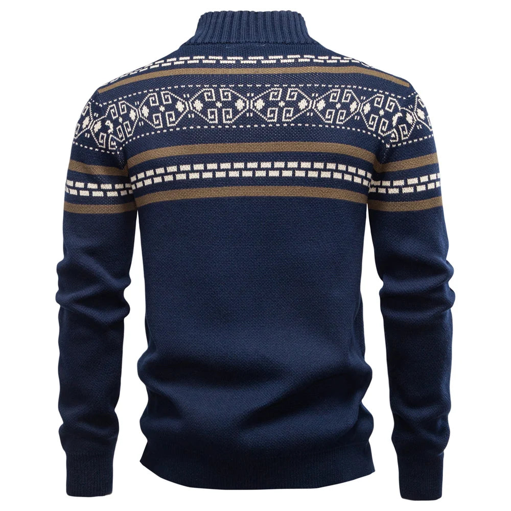 Men's Autumn High Quality Stand Collar Jacket Warm Winter Cotton Coat for Men Ethnic Patterns Casual Male Outerwear