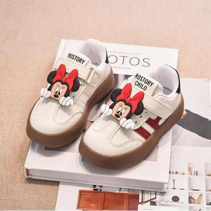 Cartoon Children's Casual Shoes Cute Minnie Girls Sneakers Fashion Mickey Boys Sport Shoes Anti-Slip Soft Sole Kids Board Shoes