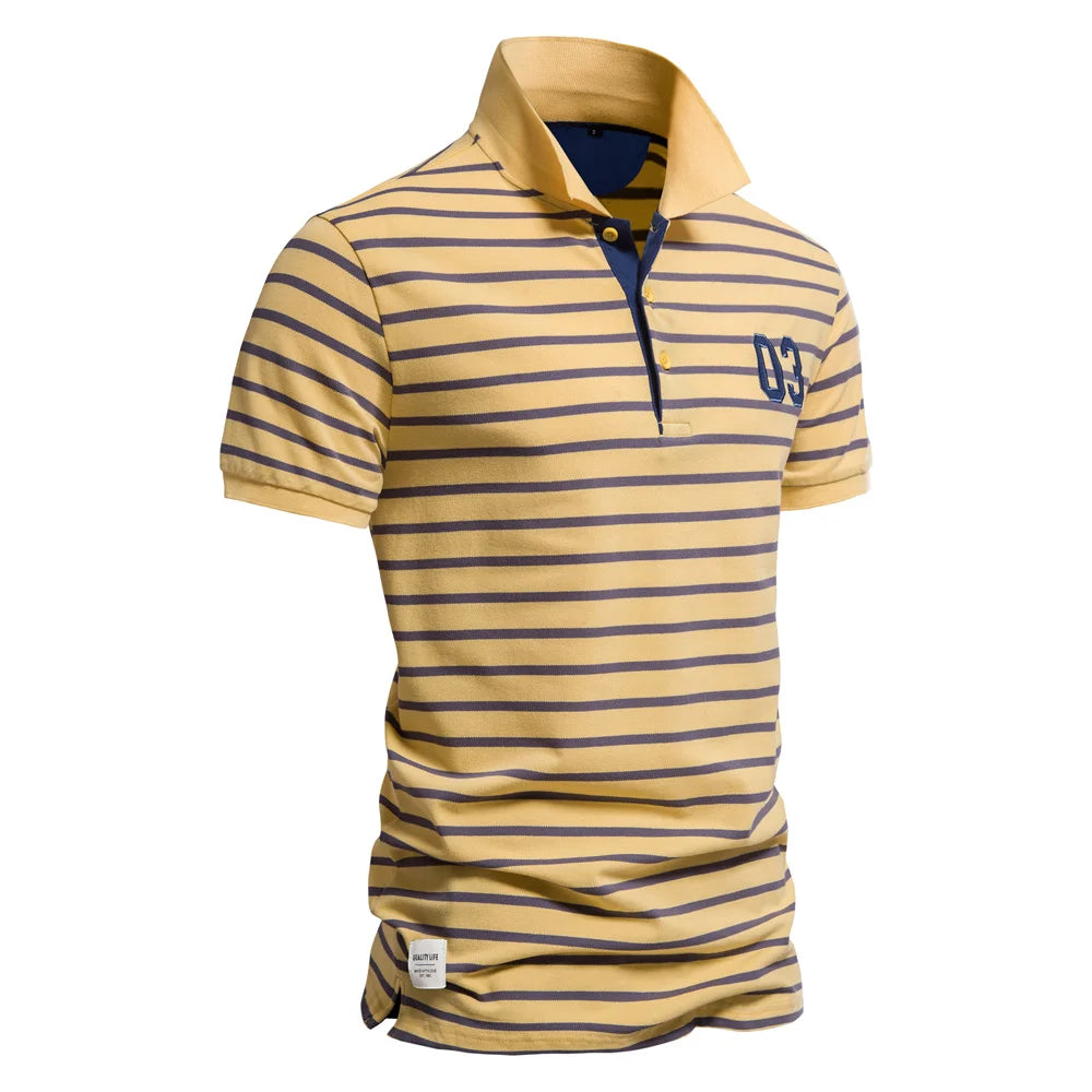 Cotton Embroidery Men's Polo Shirts Casual Striped Short-sleeved Polo Shirts for Men New Summer Polos Men Clothing
