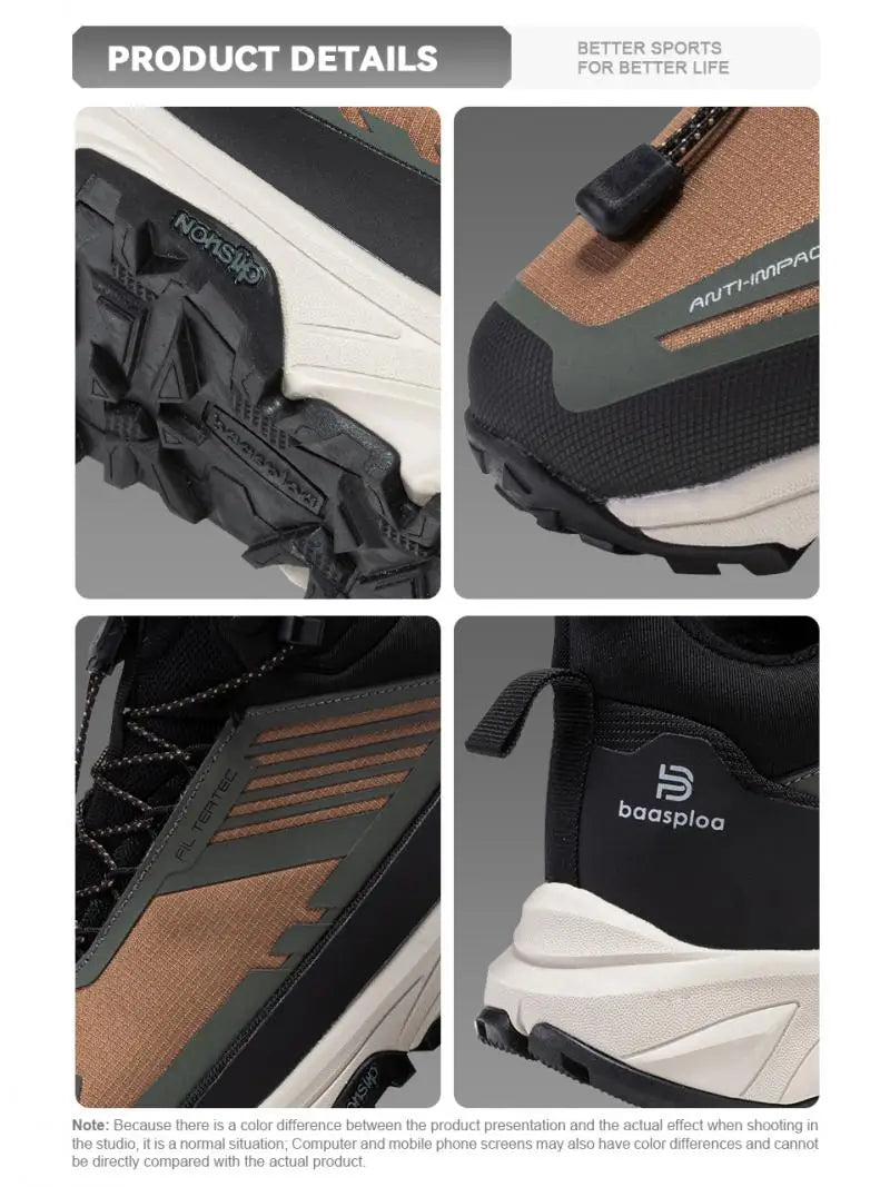 Men's Warm Hiking Shoes For Lightweight Walking - Suitable For Outdoor With Waterproof & Non-Slip Feature