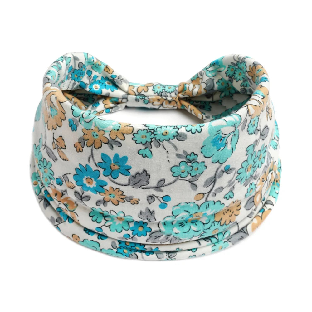 Bohol Headbands Women Wide Knotted Hairbands Elastic Turban Head Bands Non-Slip Floral Yoga Sports Sweatbands Workout Head Wraps