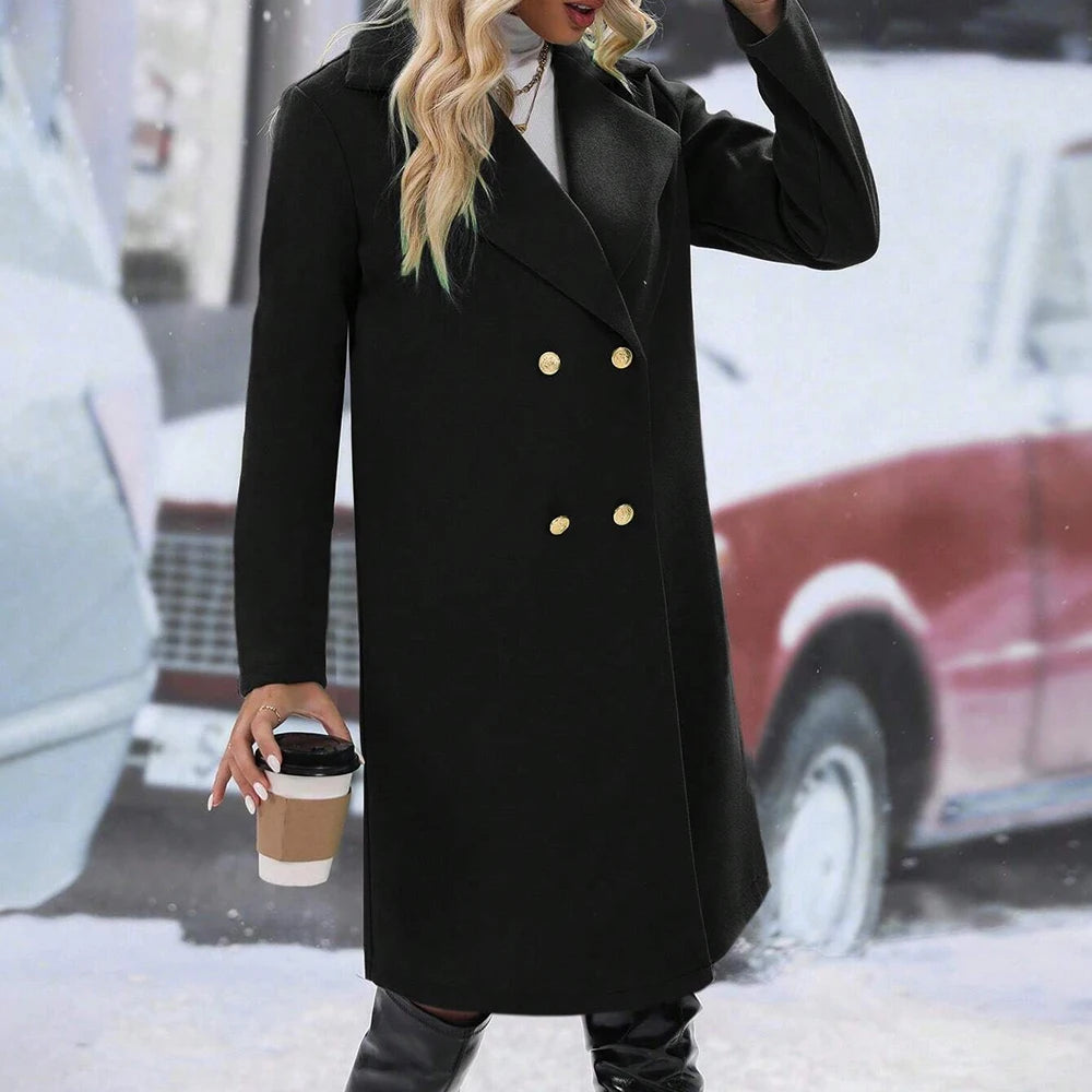Women's Coats Winter Decent Korean Off White Knot Long Sleeve Lapel Regular Workwear Coats