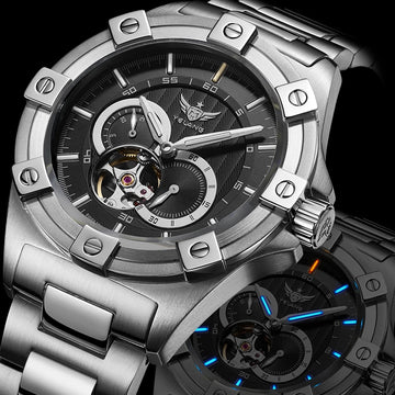 Yelang V1024 Men's 44mm Automatic Mechanical Watch Luminous 100m Water Resistant Japan Miyota 82S7 Movement Stainless Steel Band